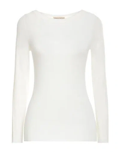 Purotatto Woman T-shirt Ivory Size 6 Modal, Cashmere, Elastane In White