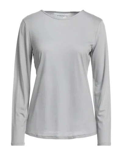 Purotatto Woman T-shirt Light Grey Size 10 Modal, Milk Protein Fiber