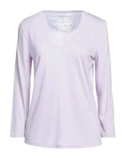 Purotatto Woman T-shirt Lilac Size 6 Modal, Natural Fibers In Purple