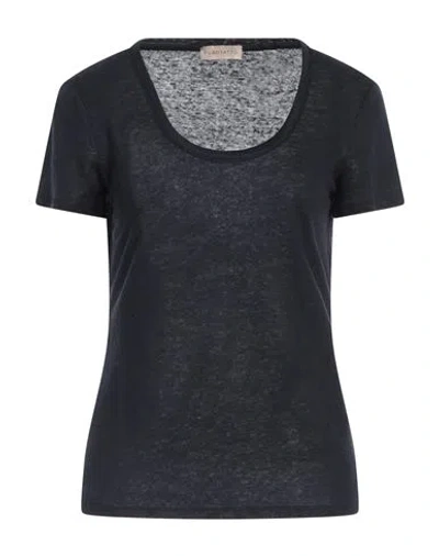 Purotatto Woman T-shirt Midnight Blue Size 8 Linen