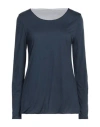 Purotatto Woman T-shirt Navy Size S Modal, Milk Protein Fiber In Navy Blue