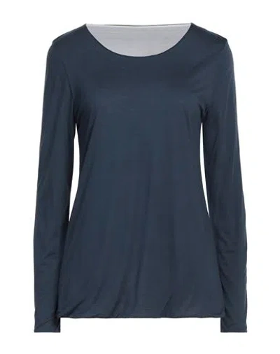Purotatto Woman T-shirt Navy Size S Modal, Milk Protein Fiber In Navy Blue