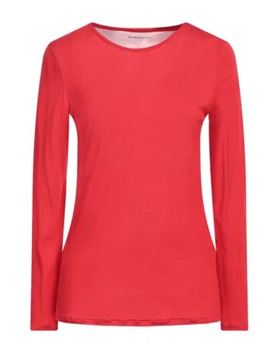 Purotatto Woman T-shirt Red Size 6 Modal, Milk Protein Fiber