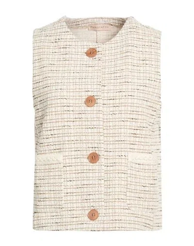 Purotatto Woman Tailored Vest Beige Size 8 Cotton, Polyester, Polyacrylic, Elastane, Polyamide In Neutral