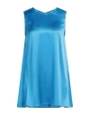 Purotatto Woman Top Azure Size 10 Silk, Elastane In Blue