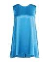 Purotatto Woman Top Azure Size 10 Silk, Elastane In Blue
