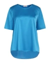 Purotatto Woman Top Azure Size 6 Silk, Elastane In Blue