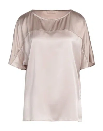 Purotatto Woman Top Beige Size 6 Silk, Elastane