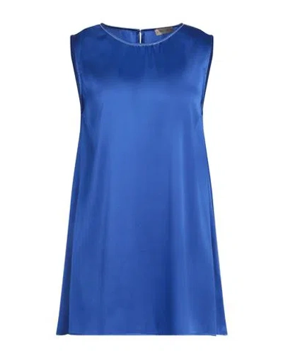 Purotatto Woman Top Bright Blue Size 10 Silk, Elastane