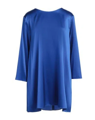 Purotatto Woman Top Bright Blue Size 12 Silk, Elastane
