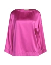 Purotatto Woman Top Fuchsia Size 8 Silk, Elastane In Purple
