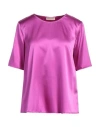 Purotatto Woman Top Garnet Size 6 Silk, Elastane In Red