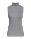 Purotatto Woman Top Grey Size 10 Modal, Cashmere, Elastane In Gray