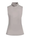 Purotatto Woman Top Grey Size 12 Modal, Cashmere, Polyester, Polyacrylic, Elastane In Gray