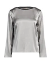 Purotatto Woman Top Grey Size 10 Silk, Elastane
