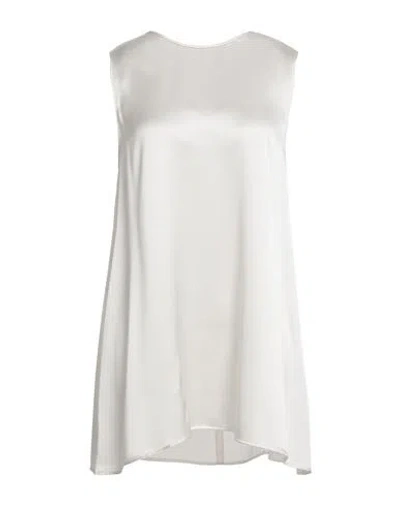 Purotatto Woman Top Ivory Size 10 Silk, Elastane In White