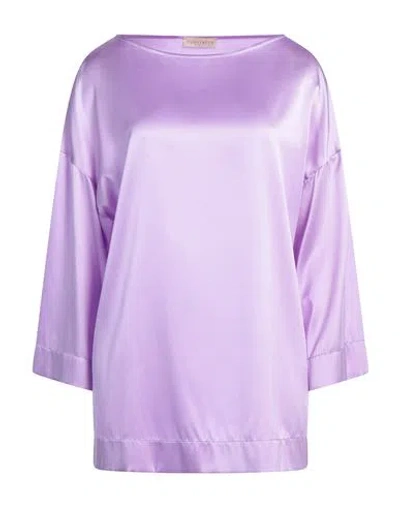 Purotatto Woman Top Mauve Size 10 Silk, Elastane In Purple