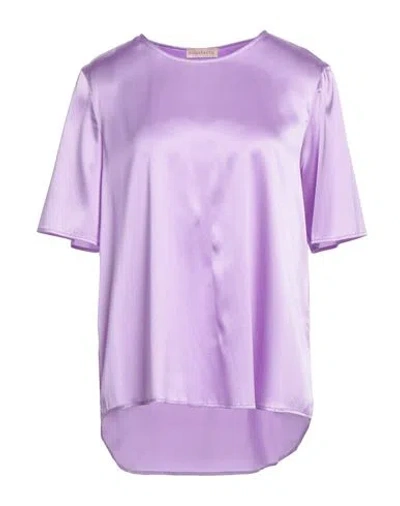 Purotatto Woman Top Mauve Size 8 Silk, Elastane In Purple