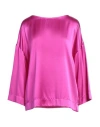 Purotatto Woman Top Magenta Size 8 Silk, Elastane