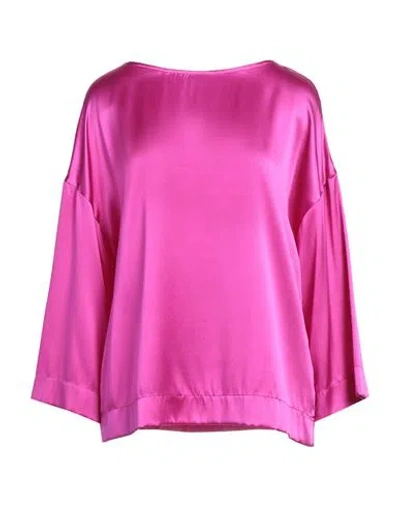 PUROTATTO PUROTATTO WOMAN TOP MAGENTA SIZE 8 SILK, ELASTANE