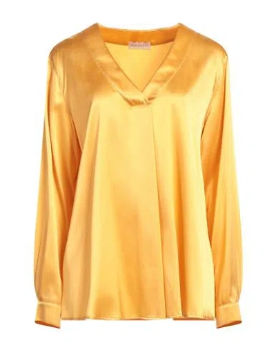 Purotatto Woman Top Orange Size 10 Silk, Elastane