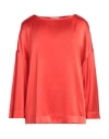 Purotatto Woman Top Tomato Red Size 10 Silk, Elastane In Red