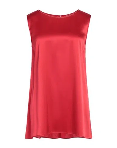 Purotatto Woman Top Red Size 6 Silk, Elastane