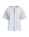 Purotatto Woman Top Sky Blue Size 6 Linen, Viscose In Blue