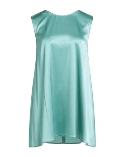 Purotatto Woman Top Sky Blue Size 6 Silk, Elastane In Green