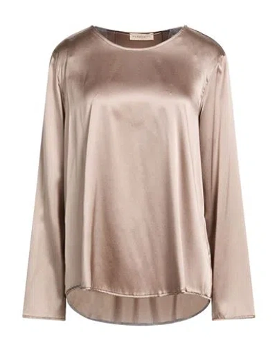 Purotatto Woman Top Taupe Size 10 Silk, Elastane In Gold