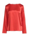 Purotatto Woman Top Tomato Red Size 10 Silk, Elastane In Tomato Red