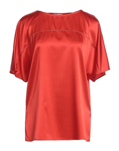 Purotatto Woman Top Tomato Red Size 12 Silk, Elastane