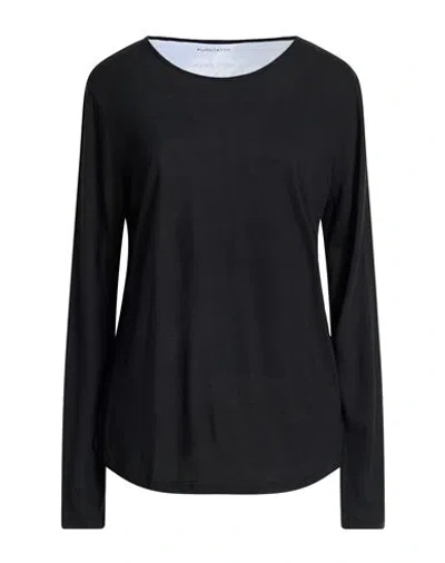 Purotatto Woman T-shirt Black Size 14 Modal, Protein Fibre