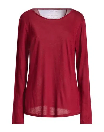 Purotatto Woman T-shirt Burgundy Size 10 Modal, Protein Fibre In Red