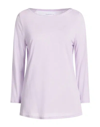 Purotatto Woman T-shirt Lilac Size 8 Modacrylic, Milk Protein Fiber In Purple