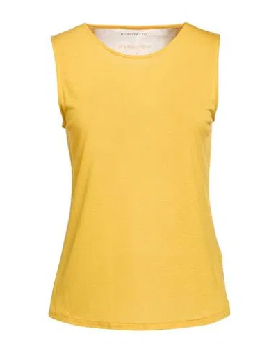 Purotatto Woman T-shirt Mustard Size 4 Modal, Milk Protein Fiber In Yellow