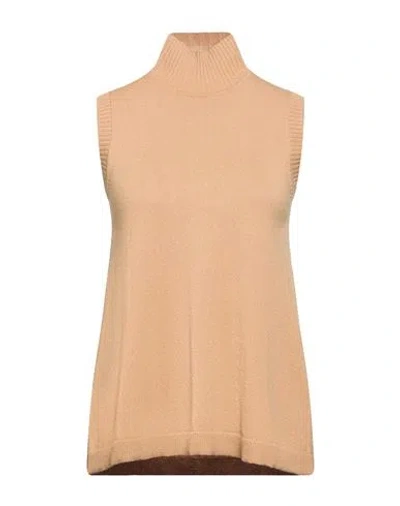 Purotatto Woman Turtleneck Camel Size 4 Wool, Cashmere In Neutral