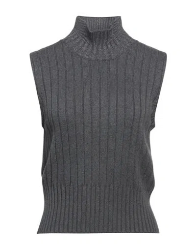 Purotatto Woman Turtleneck Charcoal Size 6 Cashmere In Gray