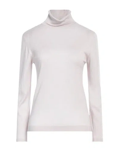 Purotatto Woman Turtleneck Light Pink Size 12 Silk, Cashmere In White