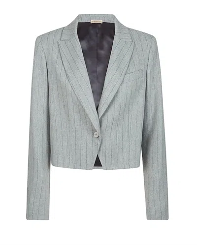 Purotatto Women's Stripe Blazer In Grey In Gray