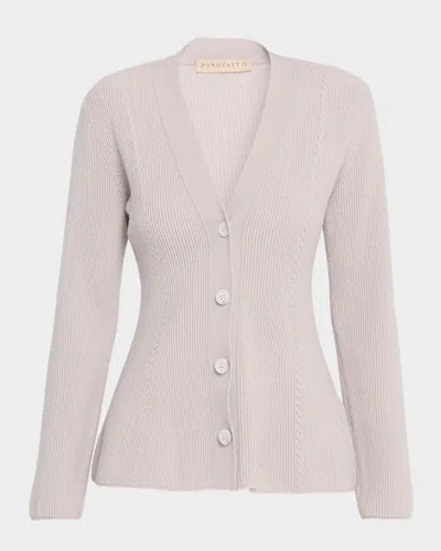 Purotatto Wool-cashmere V-neck Cardigan In Nude