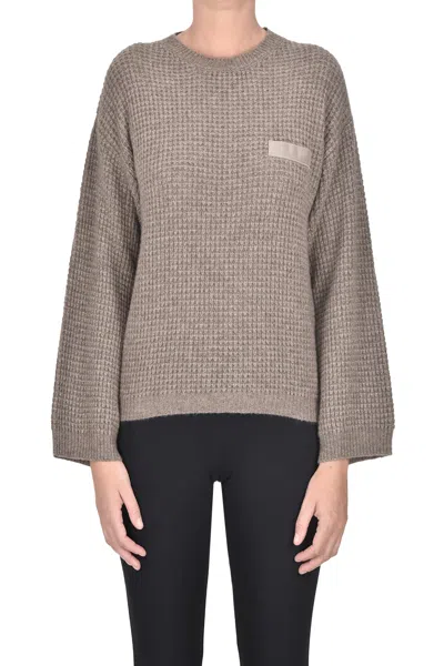 Purotatto Woven Cashmere And Silk Knit Pullover In Gray