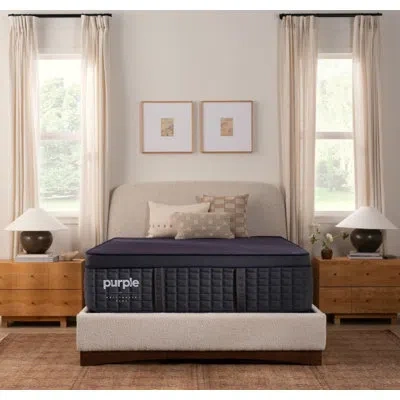 Purple 16.5 Inch Medium Hybrid Mattress With Gel Grid, Pocket Coil Design, And Cooling Quilted Luxury Cover In Black