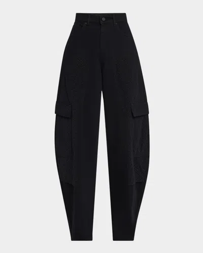 Purple Barrel-leg Mesh Carpenter Jeans In Black