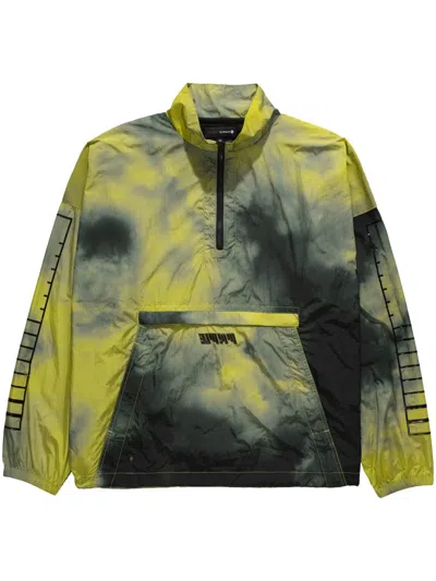 Purple Brand Half-zip Mock-neck Track Jacket In Yellow/black