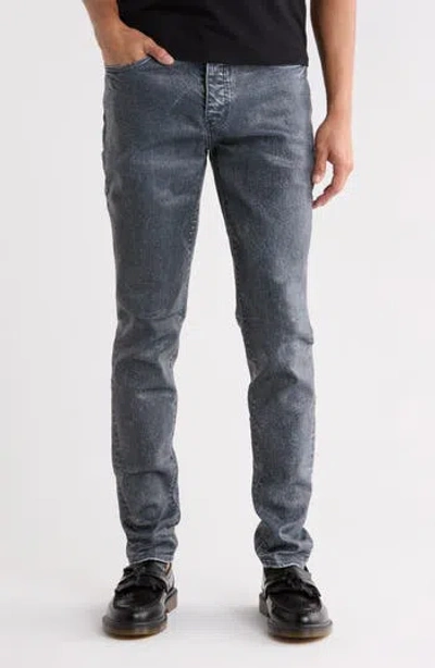 Purple Brand Aden Coated Mid Rise Skinny Jeans In Gray