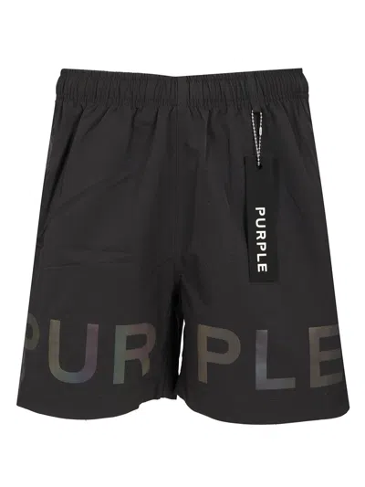 Purple Brand All Round Shorts Olographic Logo In Black