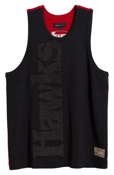 Purple Brand Atlanta Hawks Appliqué Mesh Jersey In Black Multi