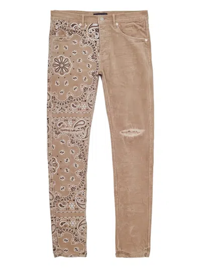 Purple Brand Bandana-print Corduroy Trousers In Brown