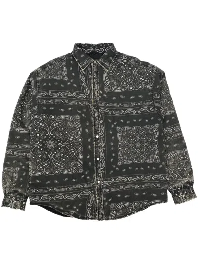 PURPLE BRAND BANDANA-PRINT FADED COTTON SHIRT